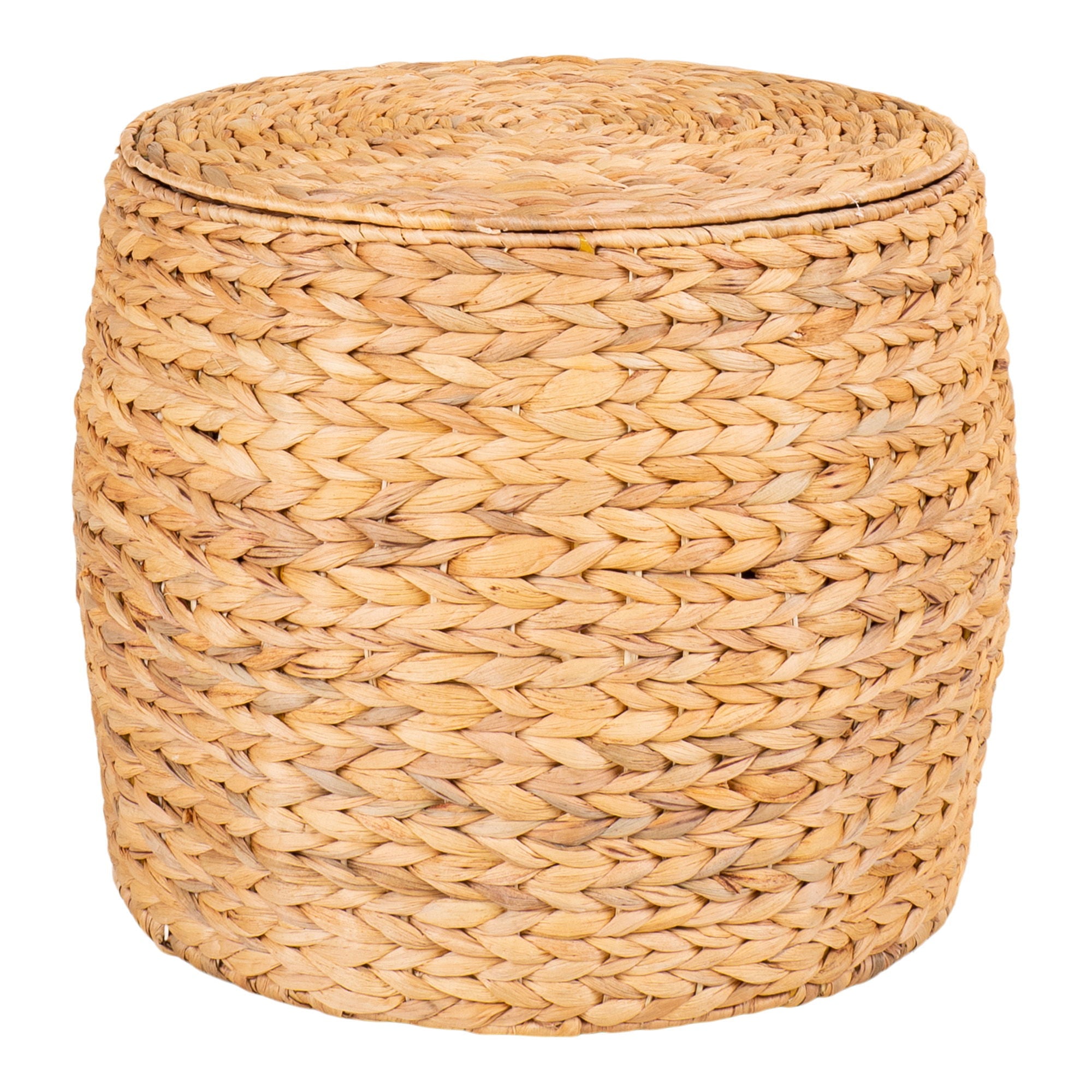 House Nordic Delia bijzettafel waterhyacint naturel met opbergruimte, ronde bijzettafel Ø43 cm, warme sfeer